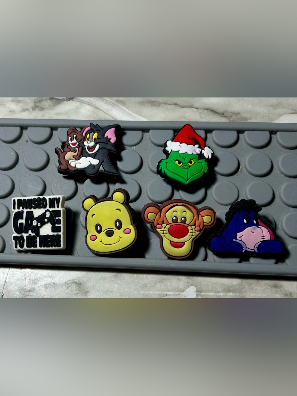Disney Yellow Winnie the Pooh & Brown Tigger Shoe Charms with Green Grinch
